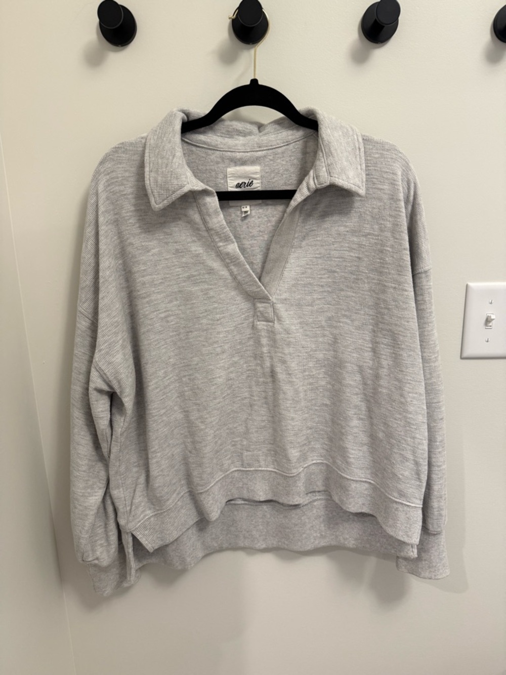 Aerie cozy Light Gray Collared Pullover Sweatshirt